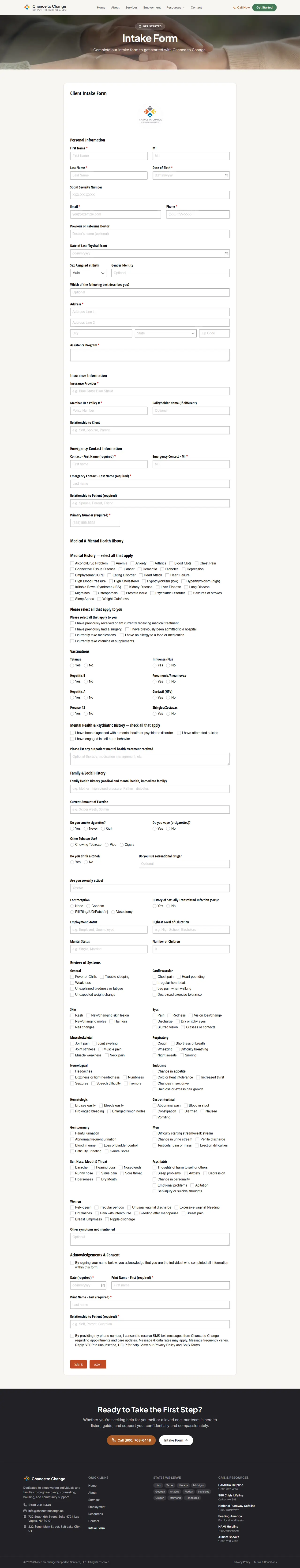 Online intake form